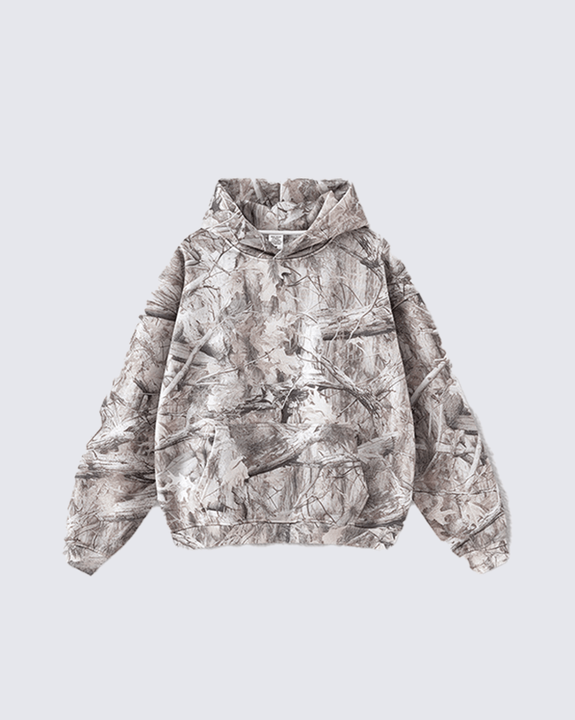 Heavyweight Fleece Camo Hoodie Cotton Blend Hover Image