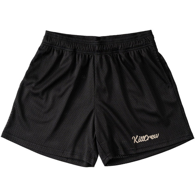 VENTED MESH SHORTS SCRIPT  - BLACK / CREAM Hover Image