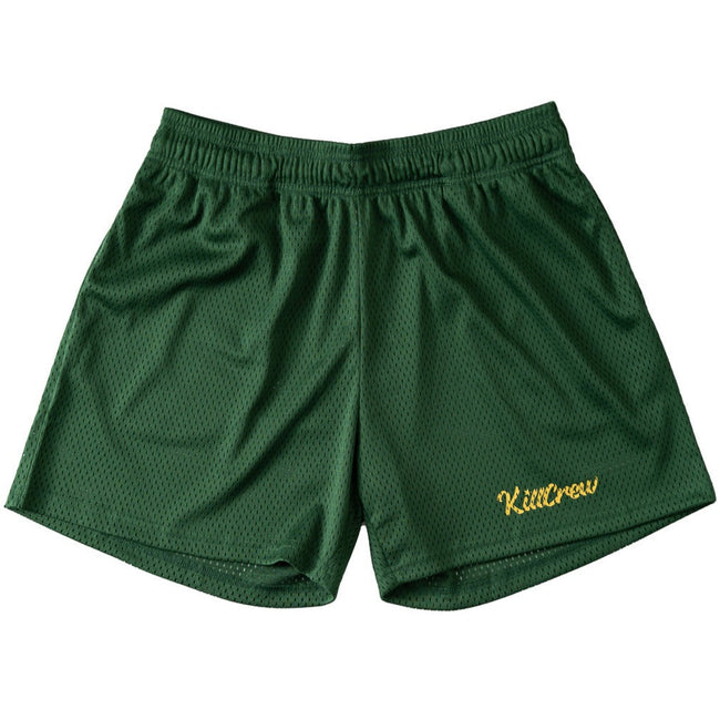 VENTED MESH SHORTS SCRIPT - GREEN / GOLD Hover Image
