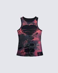 Y2K Distressed Cutout Sleeveless Knit New Tank Top