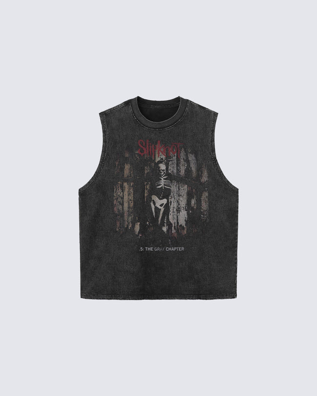 Graphic Sleeveless T-shirt with Skull Print Hover Image