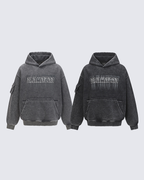 Washed Letter Print Hoodie with Utility Pocket