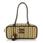 Woven Calfskin Small Beau Top Handle Bag Acero Sole Talco
