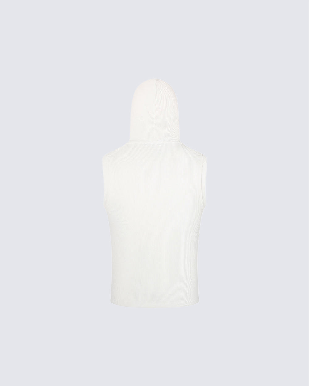 New Dark Ribbed Hooded Sleeveless Zip Knit Top