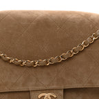 Suede Calfskin Souplissimo Maxi Flap Dark Beige