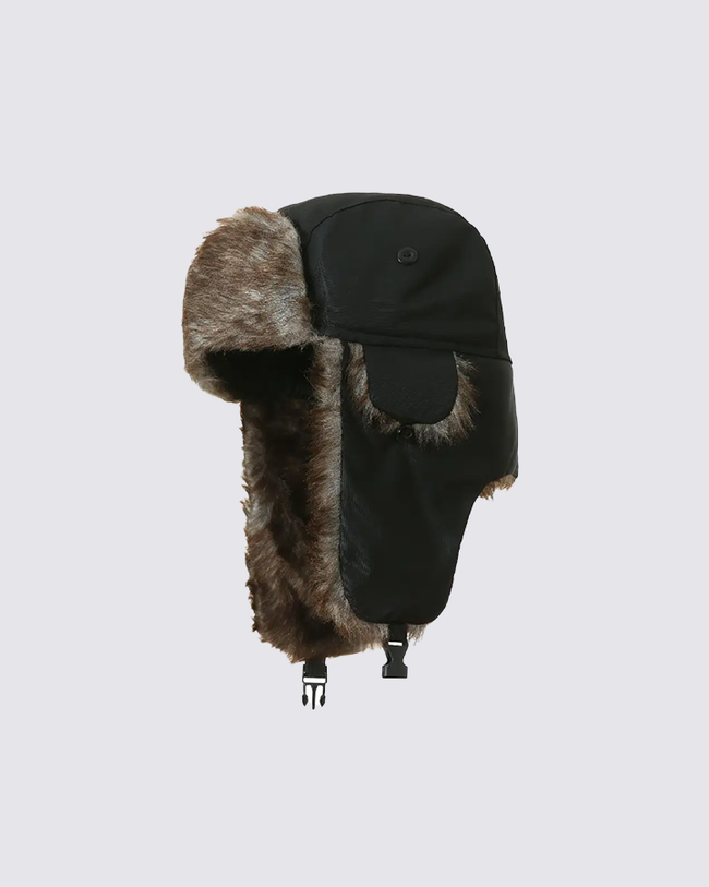 Faux Fur Lined Aviator Ushanka Cap Hover Image
