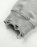 LOW SATURATION-Distressed Cropped Zip-Up Hoodie