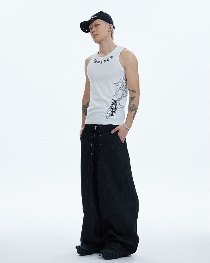 American Street Hip-Hop Slim Cross Tank Top New