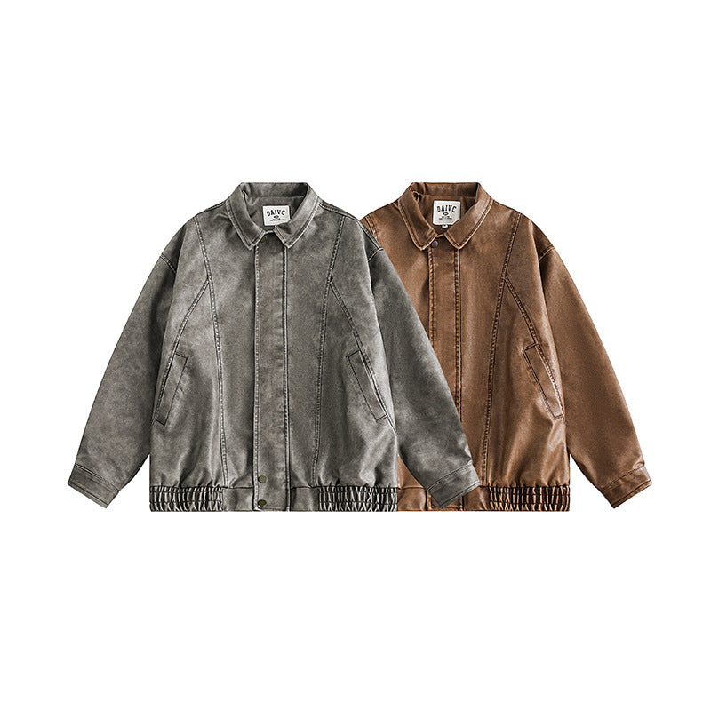 Retro Hong Kong Style Washed Distressed Jacket Men
