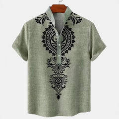 Men's Shirt Digital 3D Printing Linen Short Sleeve