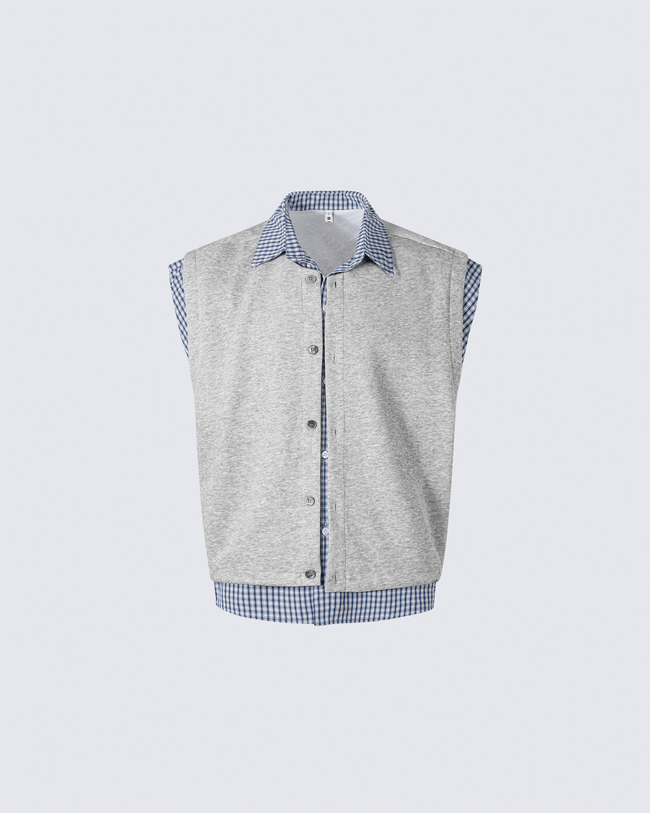 Layered Patchwork Vest Shirt Hover Image