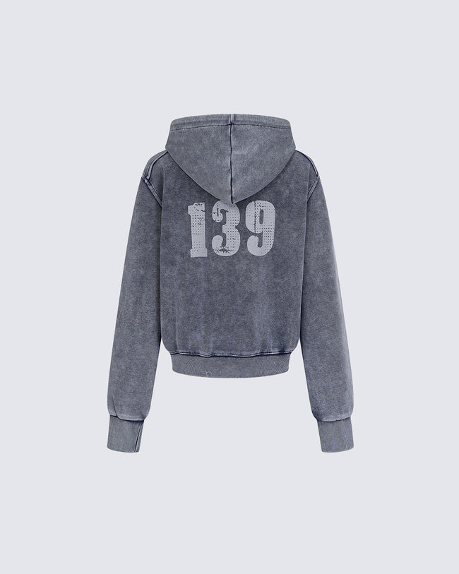 American Street Distressed Print Zip-Up Hoodie Main Image