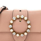 Goatskin Madras Soft Calfskin Crystal Pearl Embellished Shoulder Bag Orchidea