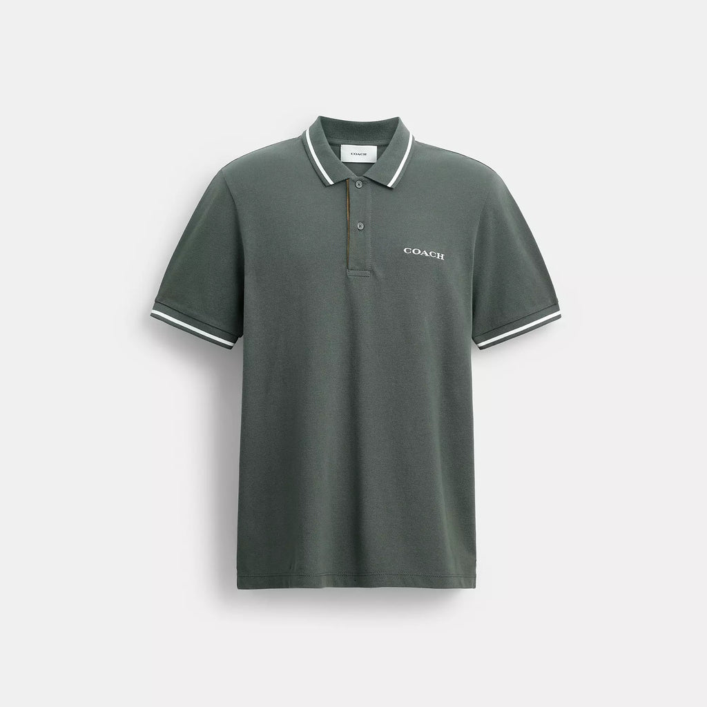 Coach Outlet Signature Trim Polo In Organic Cotton