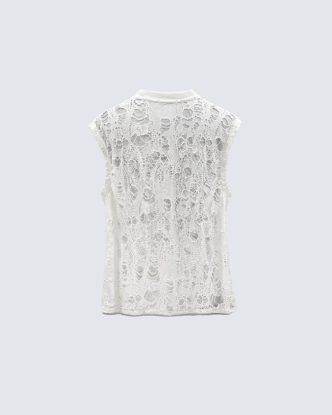 Gothic Distressed Mesh Sleeveless Top Main Image