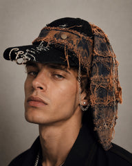 Distressed Chain Patchwork Baseball Cap