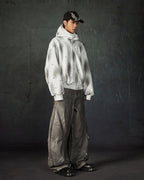 Pearl-Detailed Dirty Wash Zip Hoodie Jacket