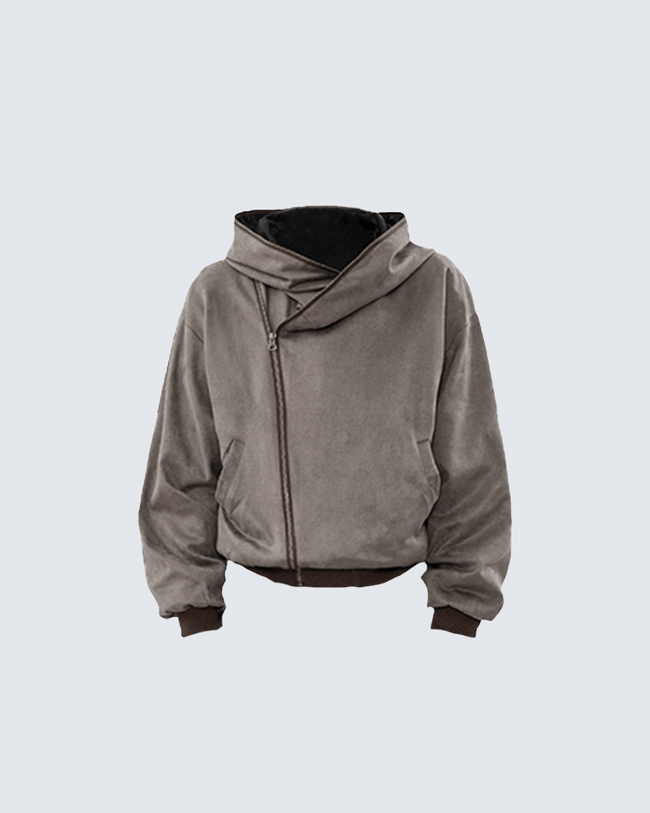 Faux Fur Zip-Up Hoodie Hover Image