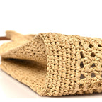 Raffia Crochet Woven Tote Bag Beige