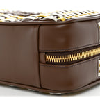 Woven Calfskin Small Beau Top Handle Bag Acero Sole Talco