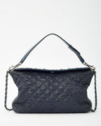 Chanel Navy Quilted Caviar Leather French Riviera 2Way Hobo Shoulder Bag