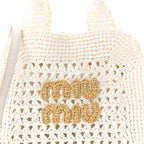 Raffia Crochet Woven Tote Bag White
