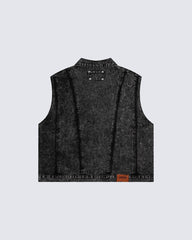 Dark Washed Button Pocket Sleeveless New Denim Vest