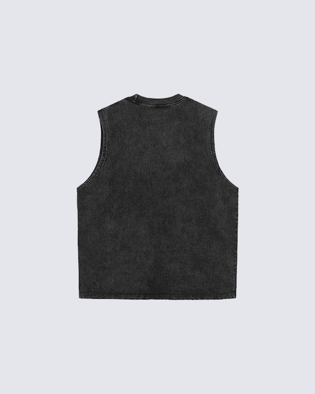 Graphic Sleeveless T-shirt with Skull Print Main Image