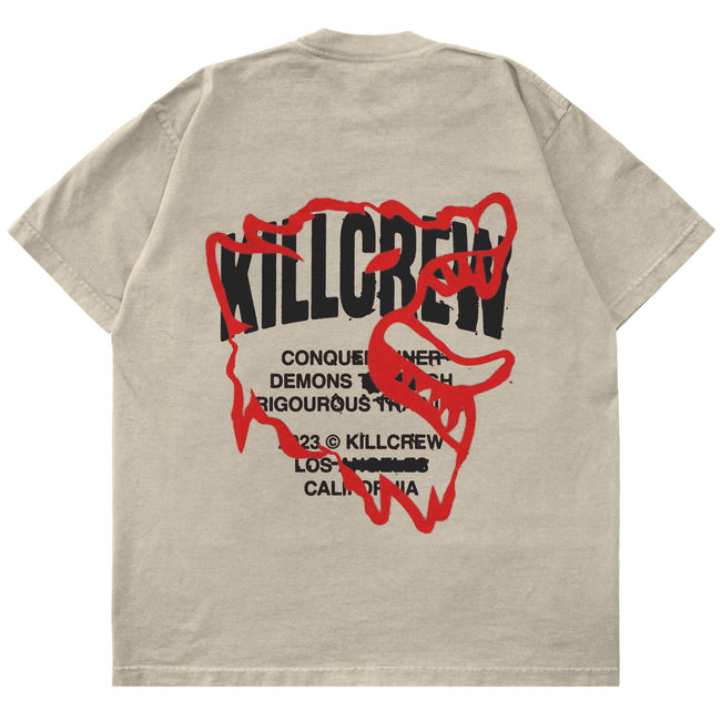 RELAXED FIT LUX CONQUER INNER DEMONS T-SHIRT - CREAM / RED Hover Image