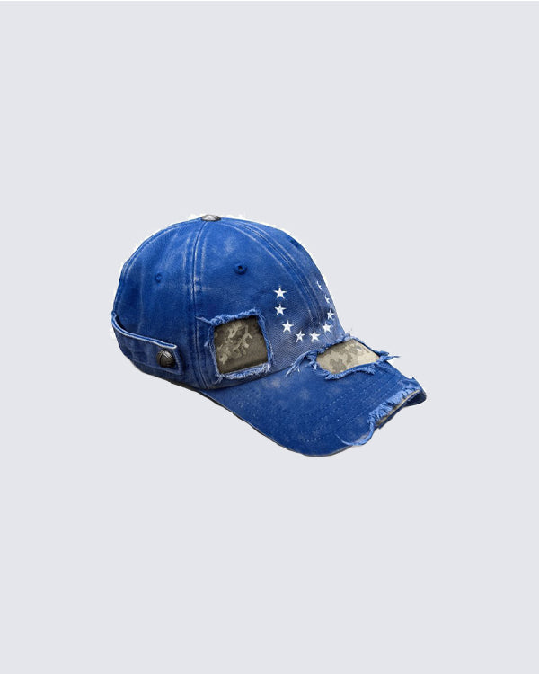 Distressed Washed Denim Baseball Cap Hover Image
