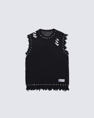Distressed Trim Hollow Out Knit Tank Top