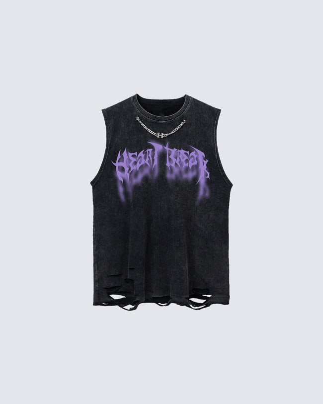 Distressed Hip-Hop Sleeveless Tank Hover Image