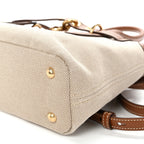 Canvas Calfskin Aventure Bag Beige Brandy