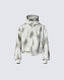 Pearl-Detailed Dirty Wash Zip Hoodie Jacket