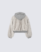 Faux Fur Layered Hooded Jacket