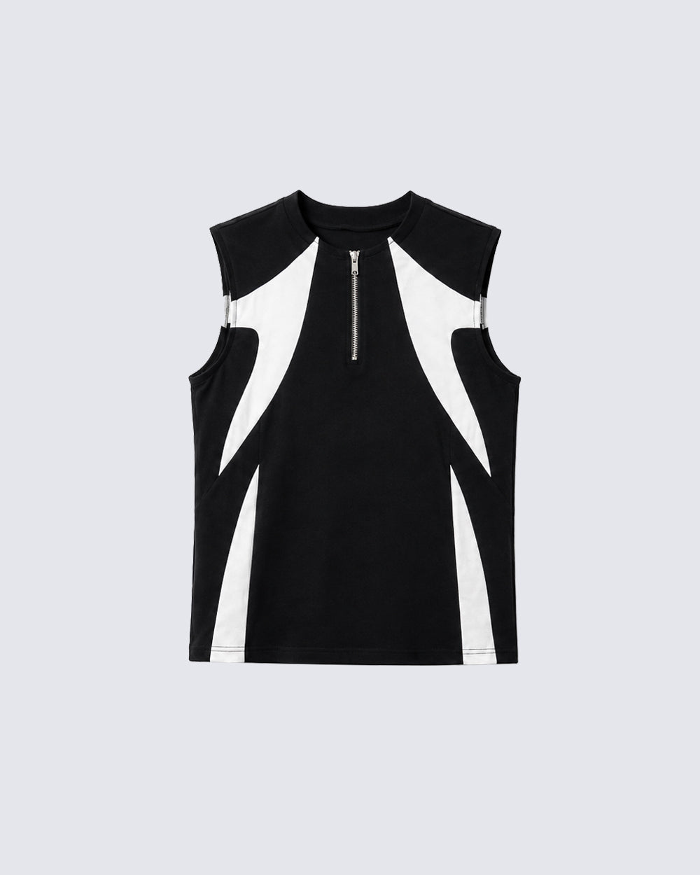Color Block Half Zip Sleeveless Tank Top