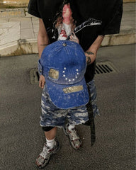 Distressed Washed Denim Baseball Cap