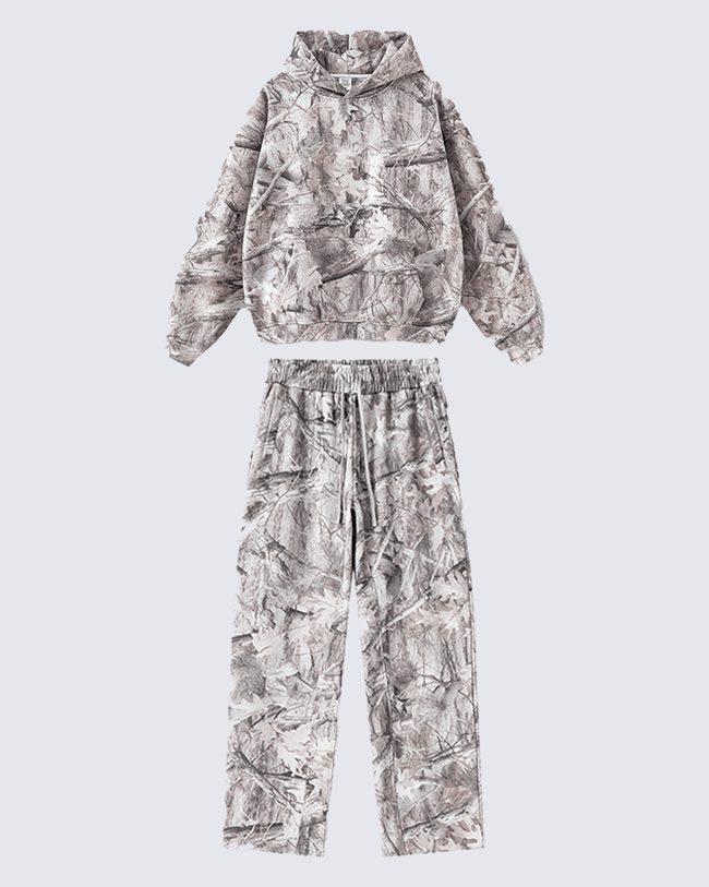 Heavyweight Fleece Camo Hoodie Cotton Blend Main Image