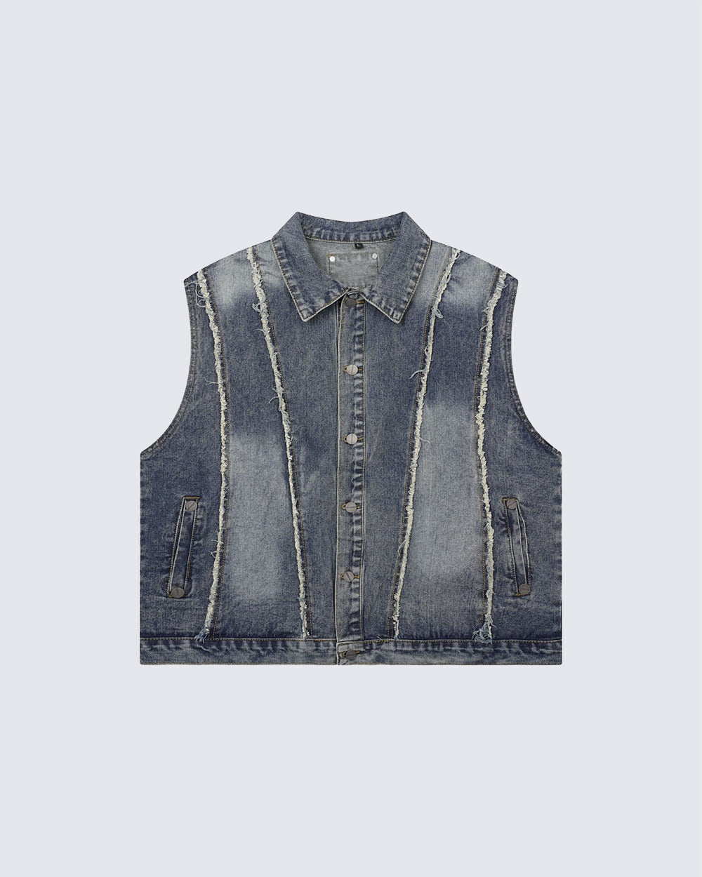 Dark Washed Button Pocket Sleeveless New Denim Vest