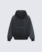 Paneled Stitch Line Zip-Up Hoodie