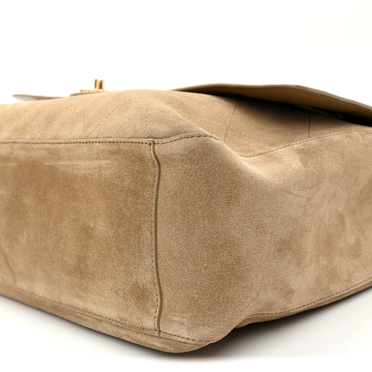 Suede Calfskin Souplissimo Maxi Flap Dark Beige