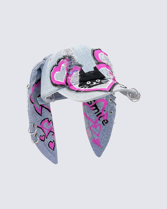 Wasteland Bunny Ear Distressed Denim Baseball Cap Main Image