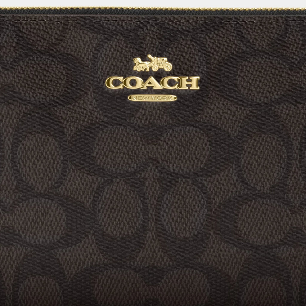 Coach Outlet Large Corner Zip Wristlet In Signature Canvas