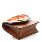 Nappa Flap Pouch Bag Charm Cognac Orange