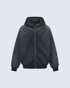 Paneled Stitch Line Zip-Up Hoodie