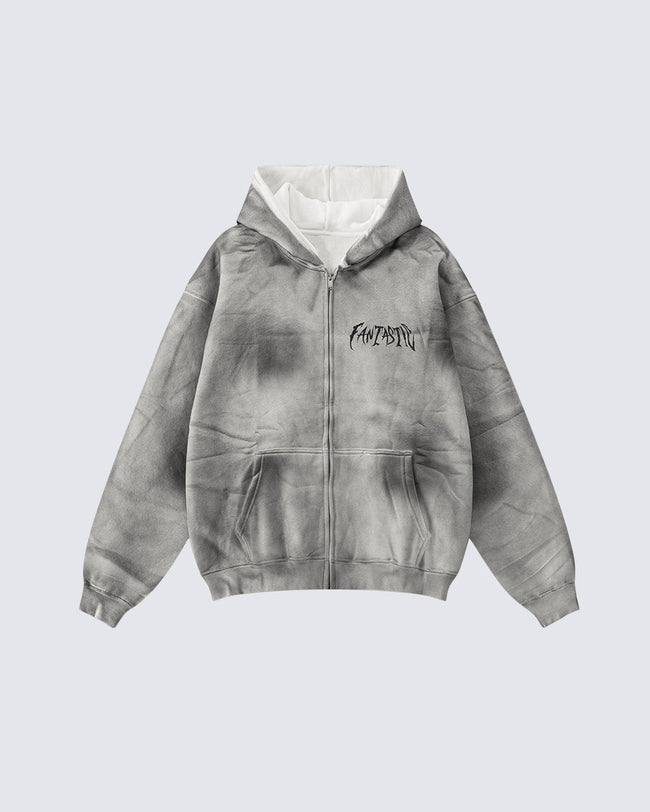 Washed Distressed Dirty Effect Pullover Hoodie Hover Image