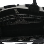 Canvas Embroidered Medium Paris Book Tote Black White