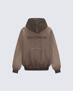 Paneled Stitch Line Zip-Up Hoodie