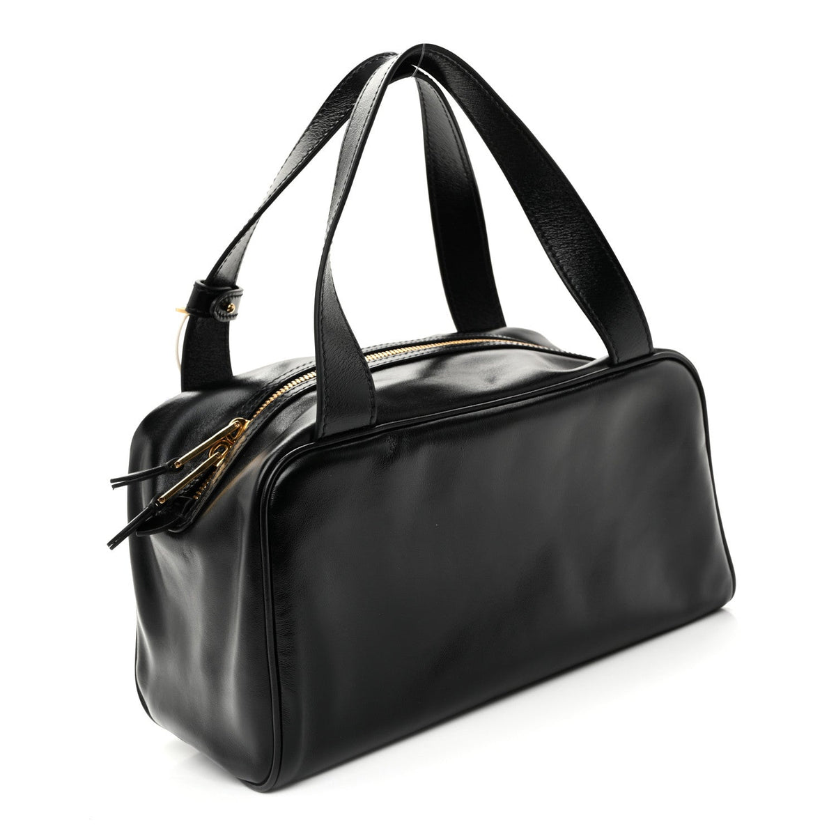 Vitello Lux Bauletto Top Handle Bag Black