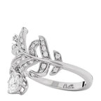 18K White Gold Diamond Plume De Chanel Ring 53 6.5